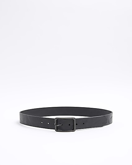 Black leather casual belts