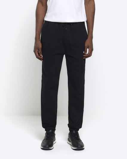 Black regular fit graphic joggers