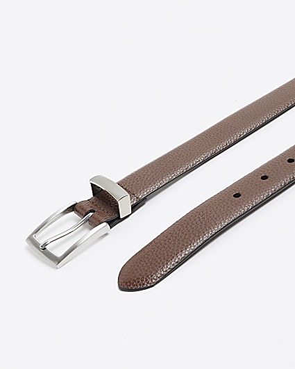 Brown leather metal kepper belt