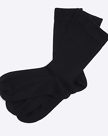 3PK black bamboo ankle socks