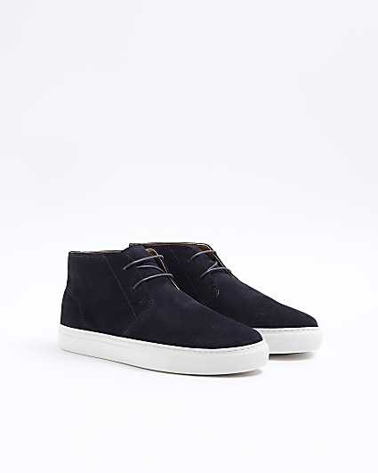 Navy suede lace up chukka boots