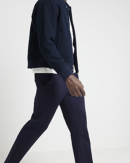Navy slim fit pull on twill joggers