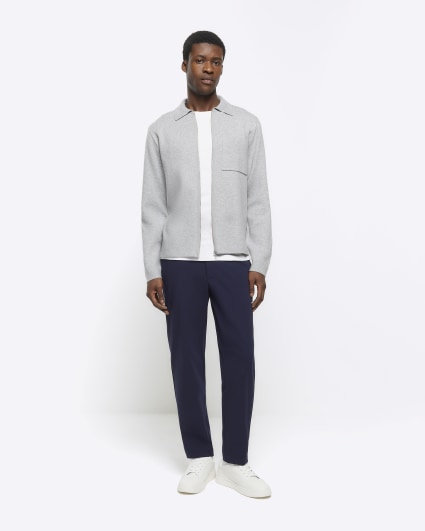 Grey regular fit zip up jumper