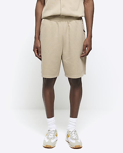 Stone regular fit quilted texture shorts