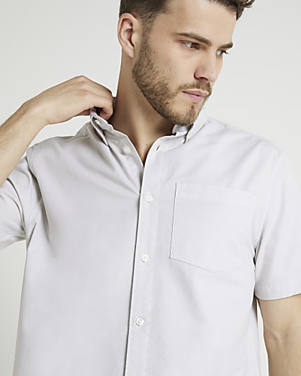 Grey regular fit laundered shirt
