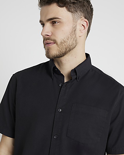 Black regular fit laundered shirt