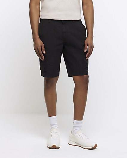Black regular fit cargo shorts