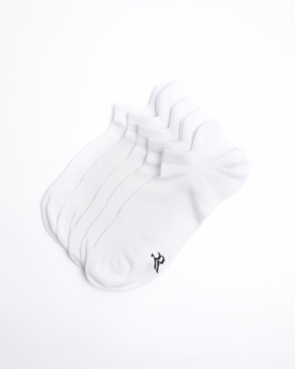 5PK white rib trainer socks