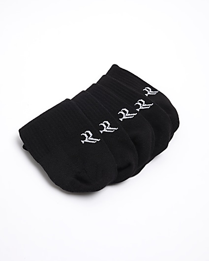 5PK Black Rib Trainer Socks
