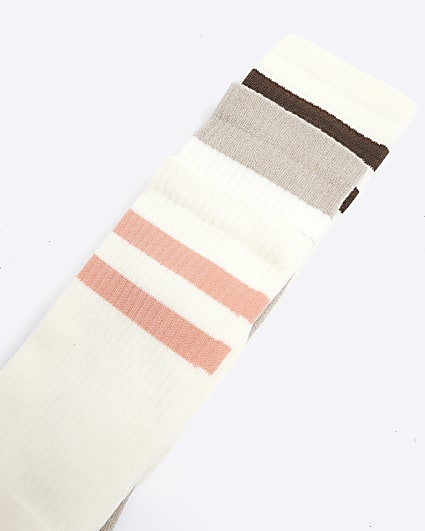 3PK stone double stripe tube socks