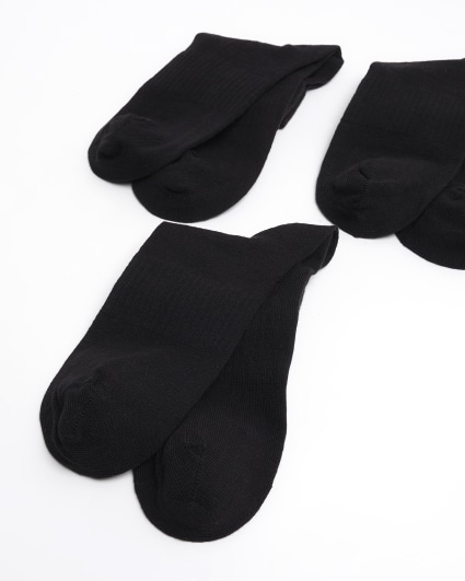 5PK black rib ankle socks