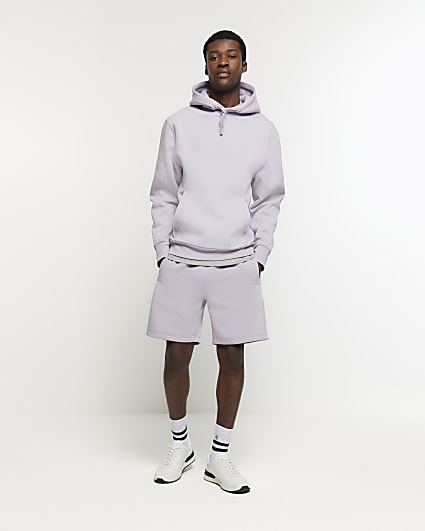 Purple regular fit plain hoodie