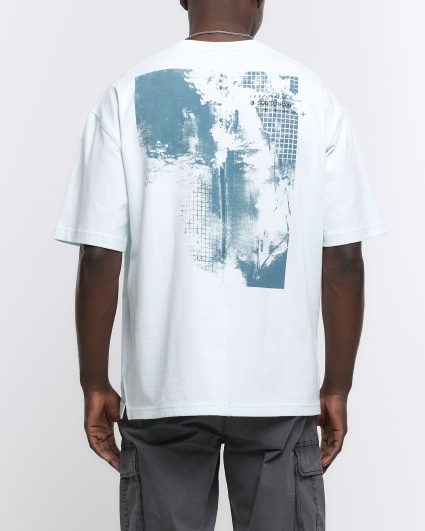 Blue oversized fit utility graphic t-shirt