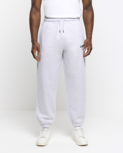 Grey regular fit graphic tracksuit joggers