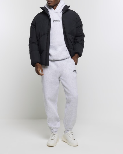 Grey regular fit graphic tracksuit hoodie