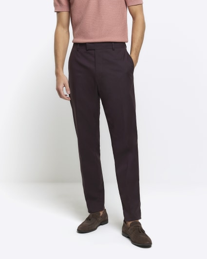 Red slim fit suit trousers