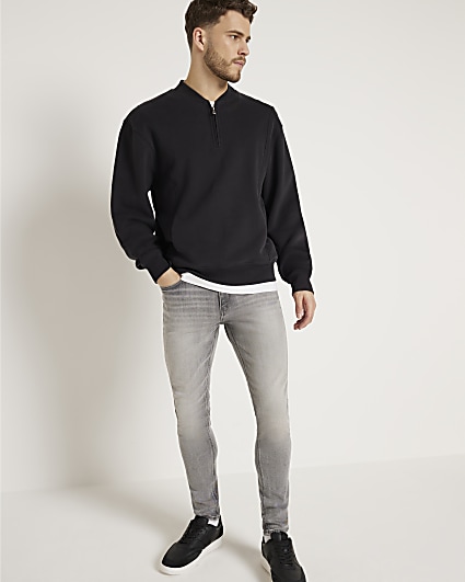 Grey spray on fit jeans