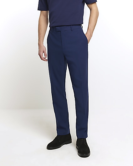 Blue regular fit suit trousers