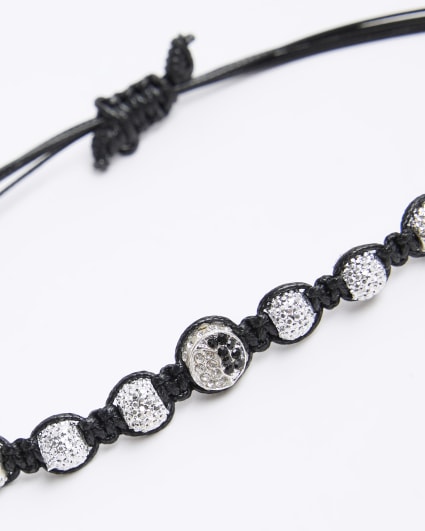 Black yinyang adjustable bracelet