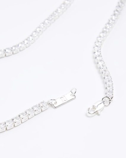 Silver plated diamante necklace