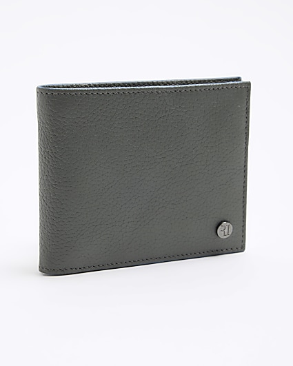 Grey pebbled leather wallet