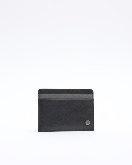 Black leather pebbled card holder