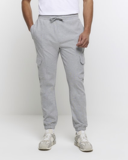 Grey slim fit smart cargo joggers