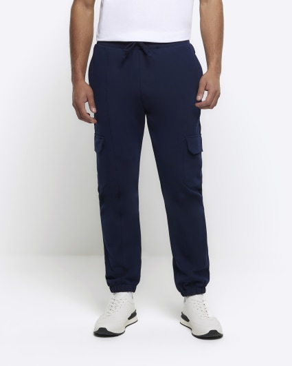 Navy slim fit smart cargo joggers