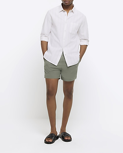 Khaki regular fit swim shorts