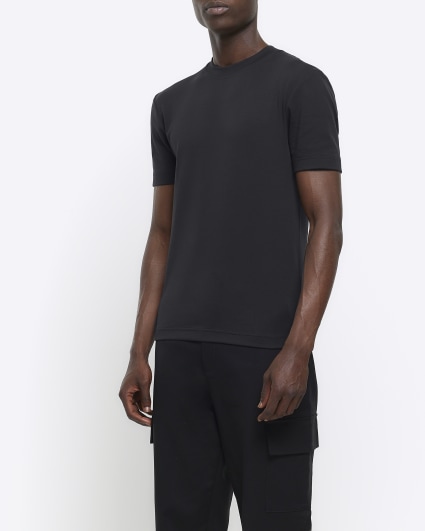 Black muscle fit RI studio rib t-shirt