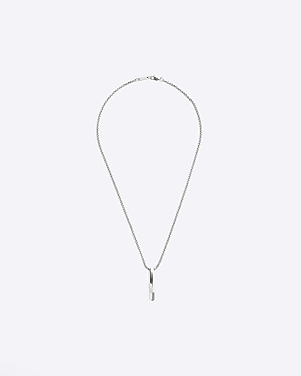 Silver colour twist bar pendant necklace