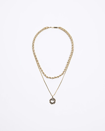 Gold colour snake pendant necklace