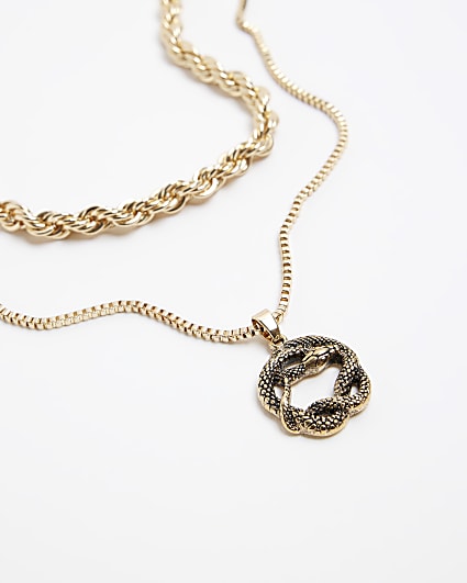 Gold colour snake pendant necklace