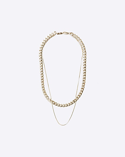 Gold colour multirow chain necklace