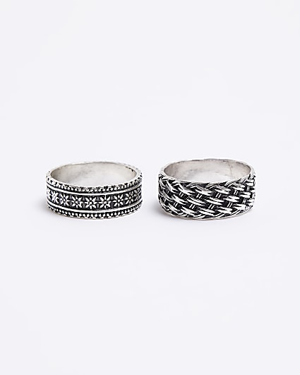 2PK silver colour weaved rings