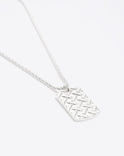 Silver plated tag necklace