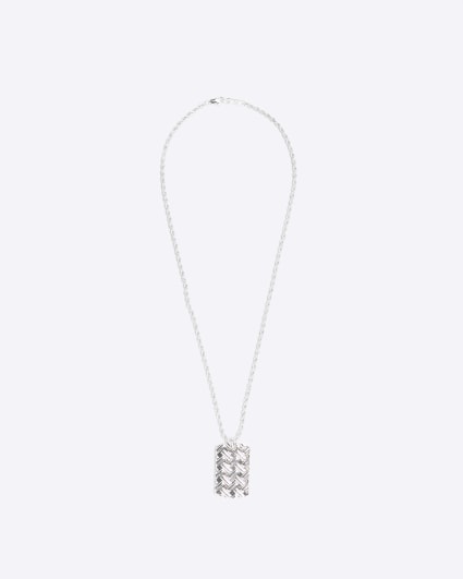Silver plated tag necklace