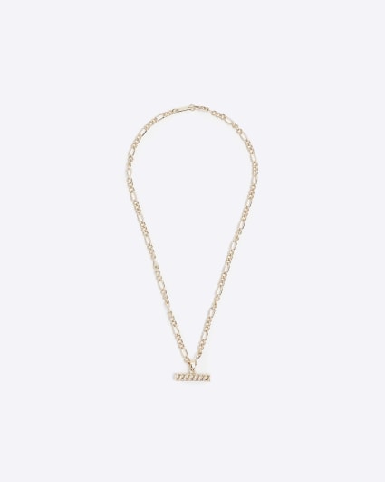 Gold plated T bar necklace