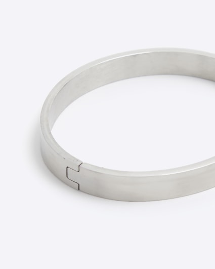 Silver steel bangle bracelet