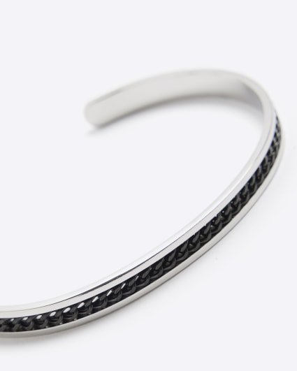 Black Stainless Steel Chain Cuff Bracelet