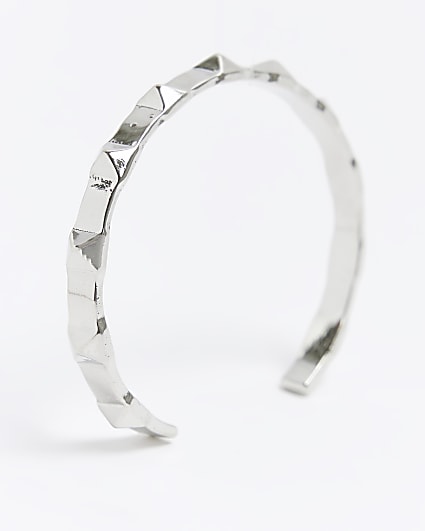 Silver colour spike cuff bracelet