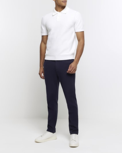 White polo best sale shirt black pants