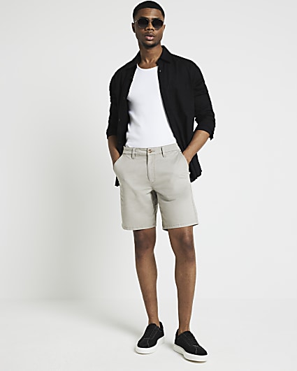 Stone slim fit casual chino shorts