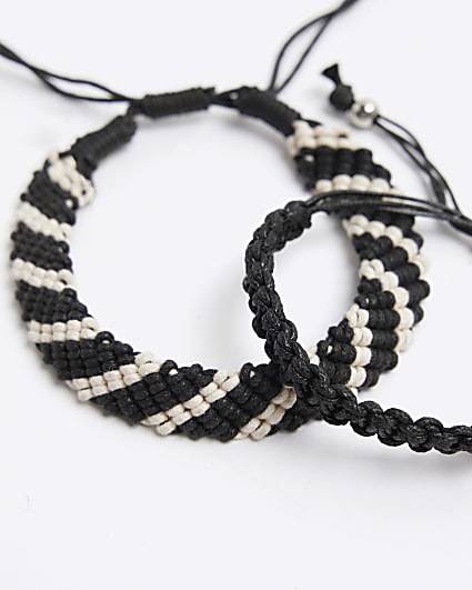 2PK black rope stripe bracelet