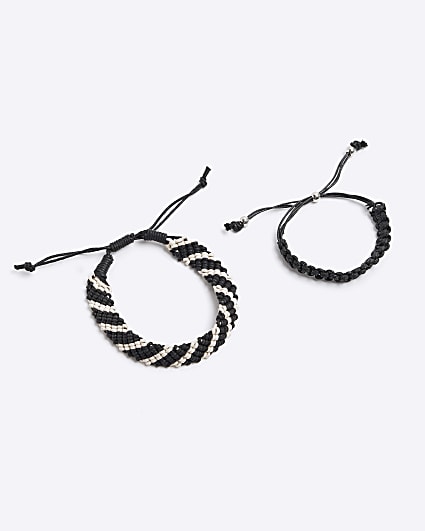 2PK black rope stripe bracelet