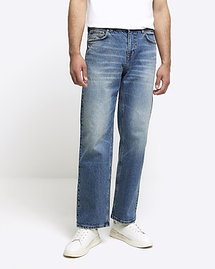 Blue faded baggy jeans