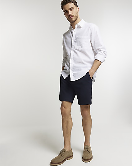 Navy Slim Fit Waffle Shorts