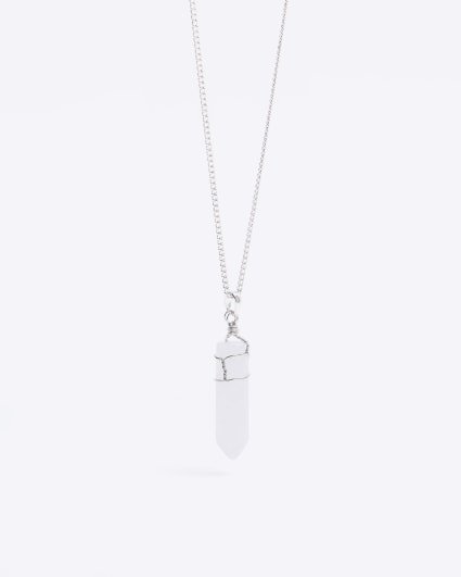 Silver colour quartz pendant necklace