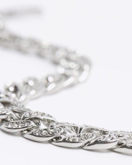 Silver colour chain diamante bracelet