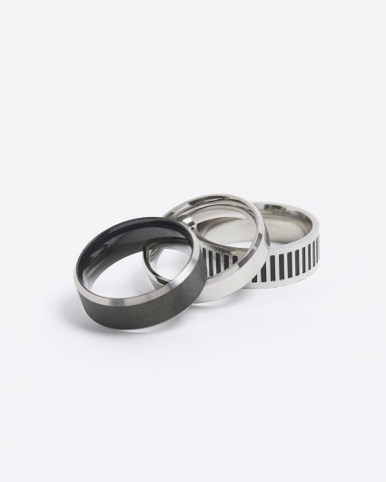 Silver colour stainless steel ring multipack